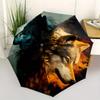Dual Wolf Face Art Print "Umbrella, Portable 3-Fold Compact Umbrella for Men & Women ES2