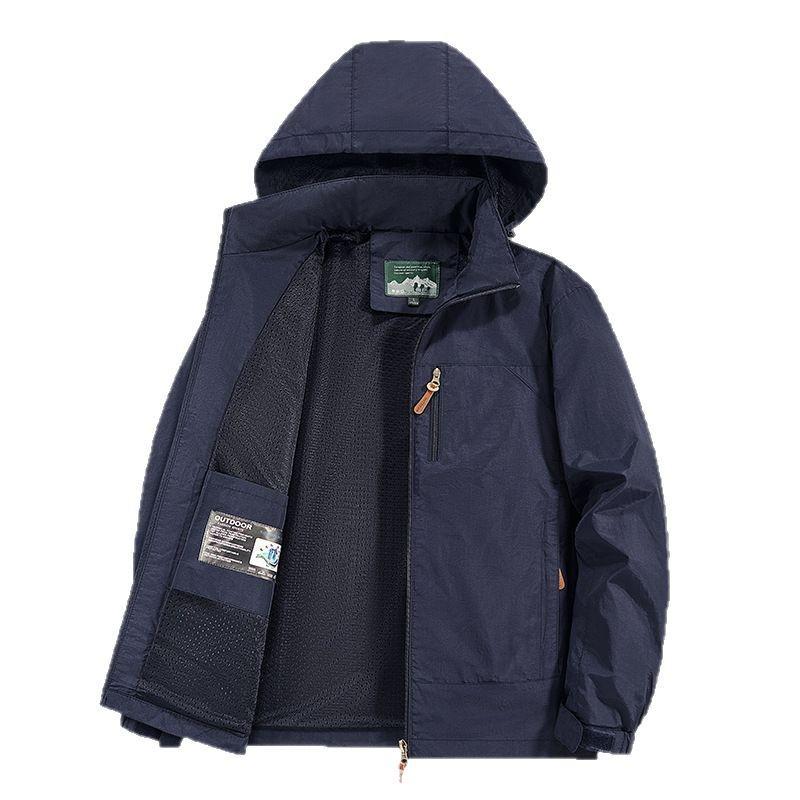 Men's Hooded Windbreaker Jacket - Waterproof, Windproof, Spring/Autumn Motorcycle Workwear Trend (Style 8817)