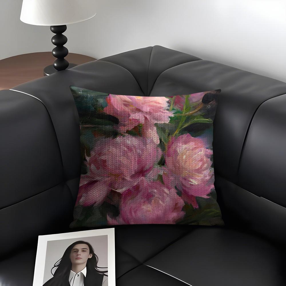 

Oil Painting Luxury Cushion Cover Natural Linen Organic Fabric DoubleSided Printing Sofa Home Decor Gift Pillow Case 30x30cm