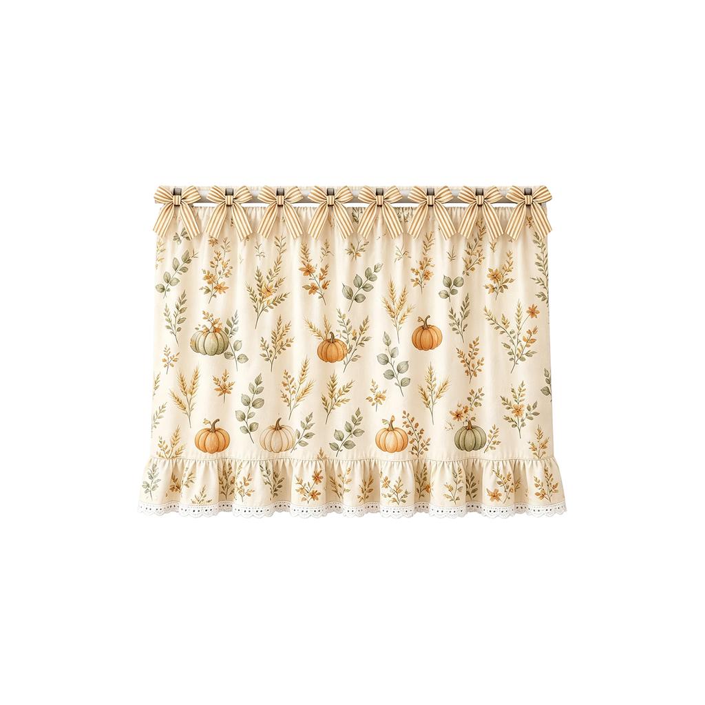 Farmhouse Kitchen Oven Skirt 78x55cm Decorative Ruffled Edge Oven Cover with Bow Tie Top for Rustic Style Kitchen Window Treatment