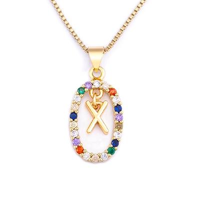 Nidin New Colorful 26 Letters A - Z Initial Alphabet Pendant Long Chain Necklace Jewelry Women Accessories Gift