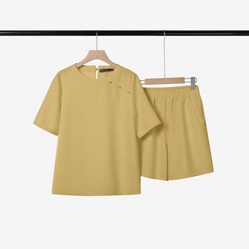 ZANZEA Women Short Sleeve Blouse and Shorts Summer Two Piece Suit Sets