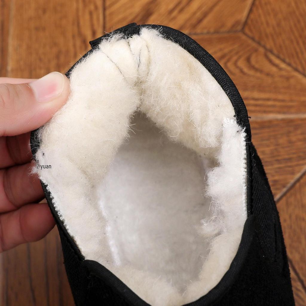 Men's Winter Warm Non-Slip Cotton Shoes - Thick, Velvet-Lined for Outdoor and Elderly Use.