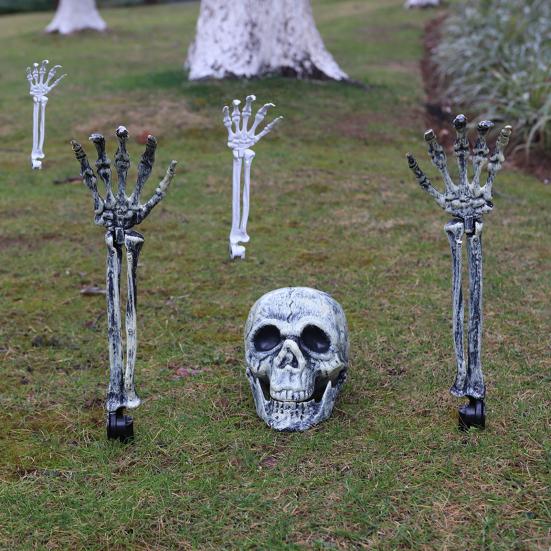 Halloween Skeleton Stake Decorations Creepy Skull Hand Arm with Stakes Realistic Skeleton Bone Model for Outdoor Yard Garden Lawn Decor