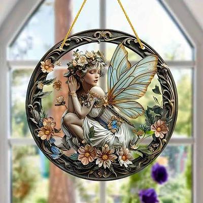 Fairy Elf Windows Hangings Suncatcher Acrylic Stained Suncatchers Ornament Stained Panel Sun Catcher Decoration KTY