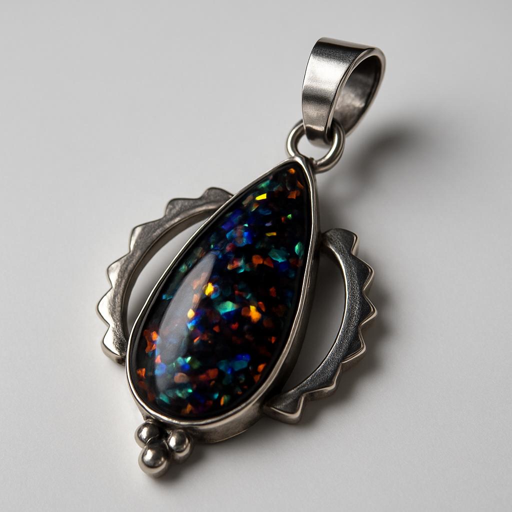 Natural Opal Pendant 925 Sterling Silver 35 ct Multicolor Pear Jewelry October Birthday Birthstone