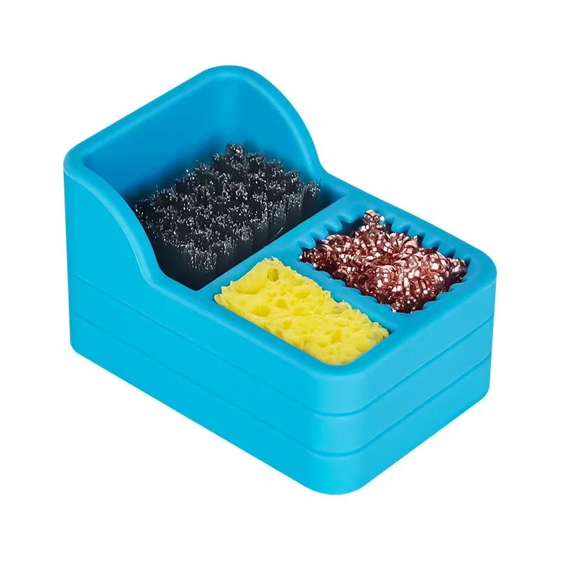 Soldering Iron Tip Cleaner Portable Solder Tip Cleaner Kit Soldering Accessories with Silicone Holder Dense Cleaning Steel Brush