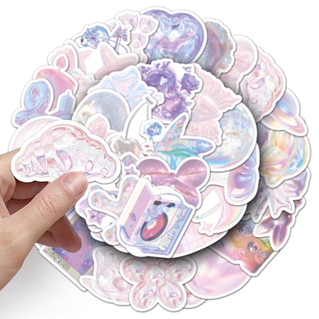 50 Colorful Dreamy Girly Stickers for Notebooks, Water Bottles, and Phones