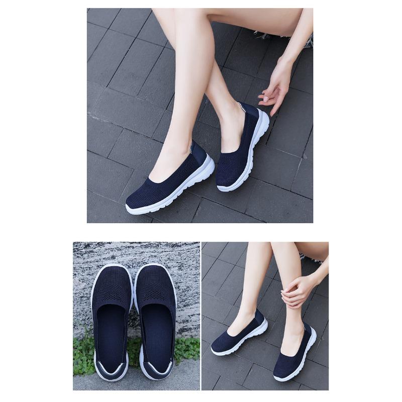 Herbstschuhe für Mütter mittleren Alters und ältere Mütter, Damen-Freizeitschuhe aus gewebtem Mesh-Stoff, Atmungsaktive Sportschuhe, Einschlupfschuhe für ältere Menschen