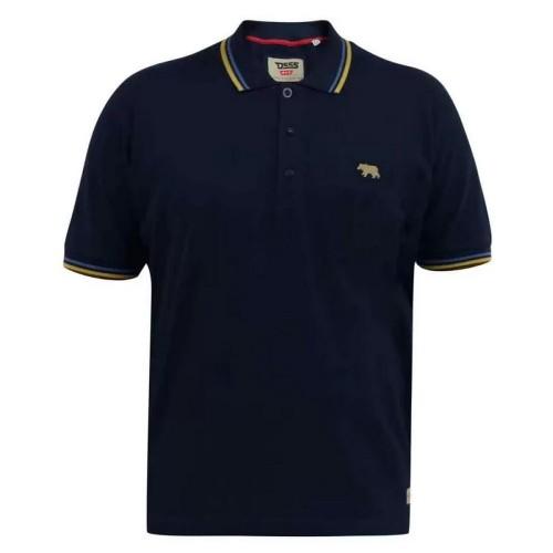 Polo king size da uomo D555 Hamford 1 con punta in piqué e colletto a coste 5XL colore blu navy