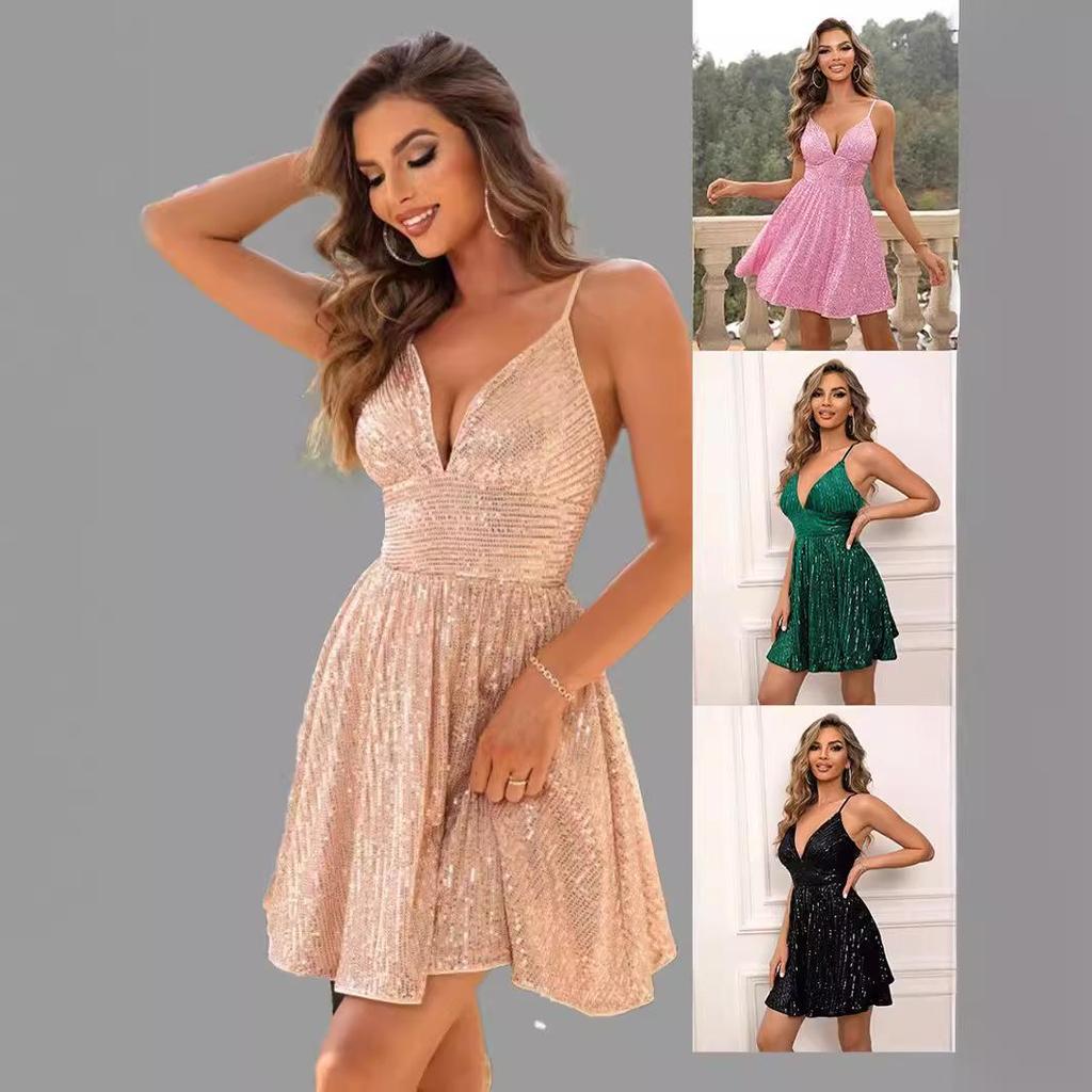 New Women's Fashion Sequin Party Evening Dress (5 Colors)