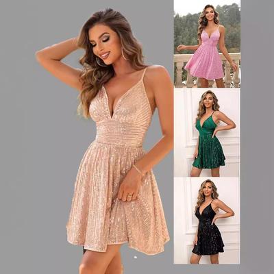 Neues Damenmode Pailletten Party Abendkleid (5 Farben)