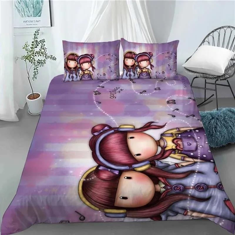 Santoro Gorjuss Anime Beautiful Girl Comfortable Duvet Cover Pillowcase Bedding Set Children Bedroom Decoration Home Textile
