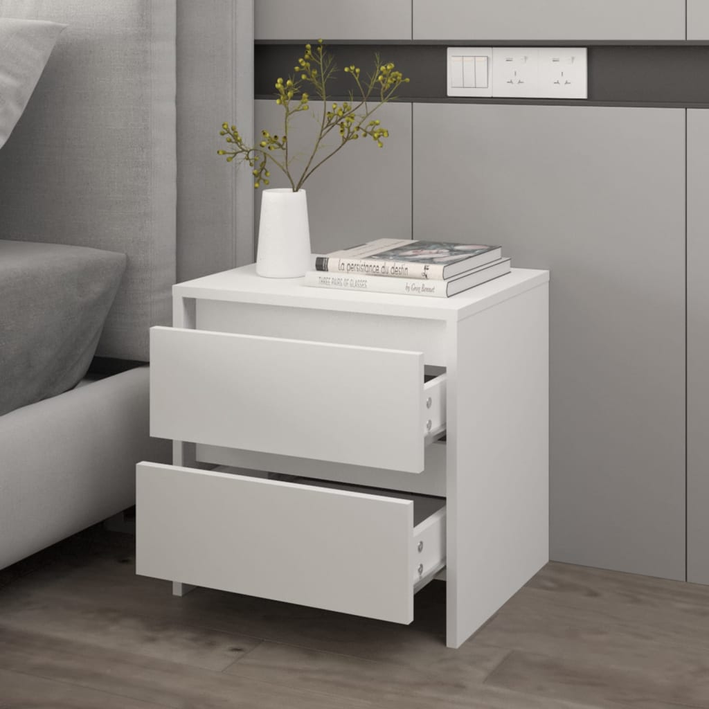 Nightstand White 45 x 34.5 x 44.5 cm Engineered Wood