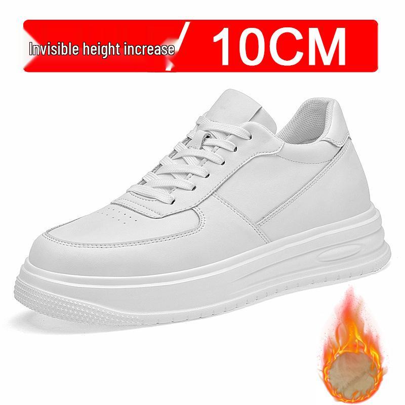 Men s Hidden Height 10cm Sports Shoes - Trendy Lightweight White Board Sneakers 36