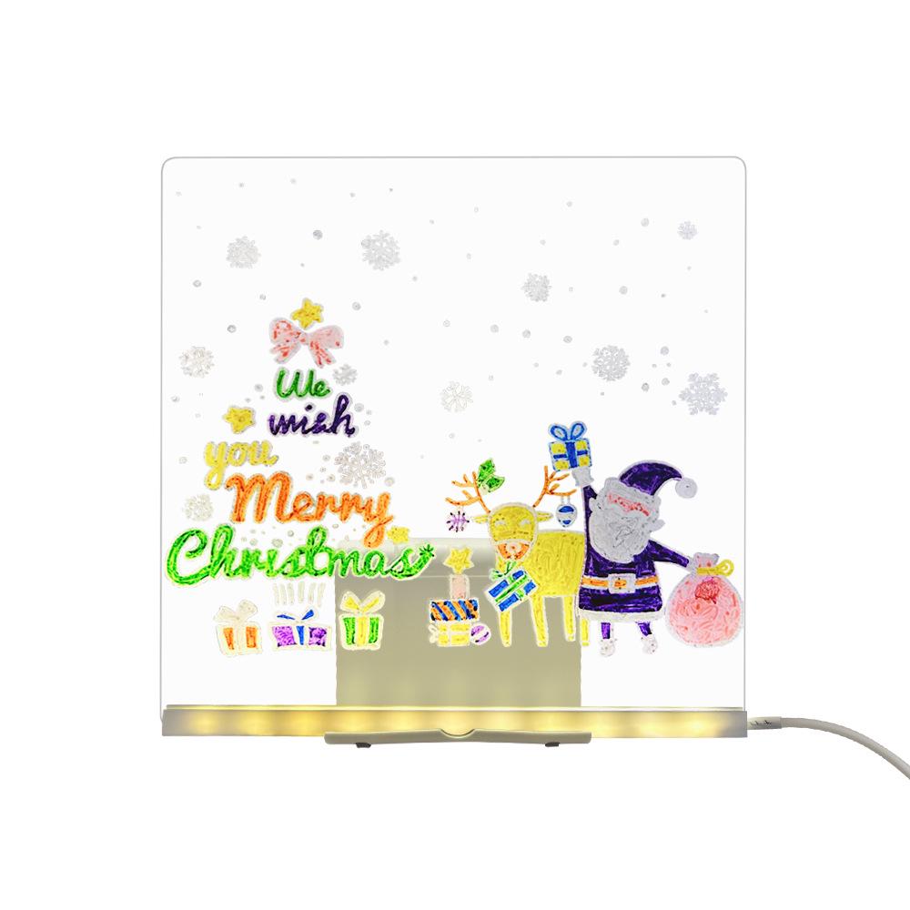 Acrylic Night Light Whiteboard: USB Holiday Decorative Children's Drawing Display
