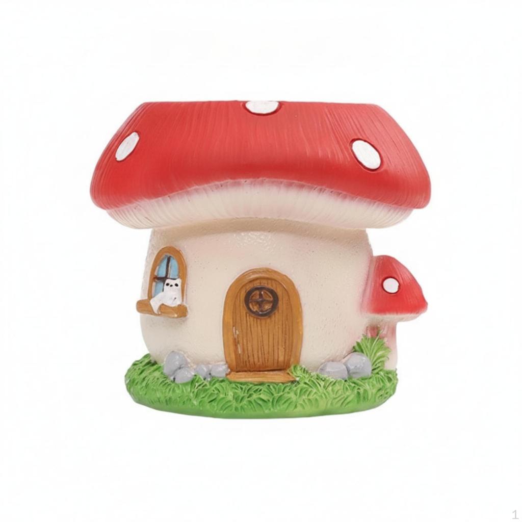 Mushroom House Planter Whimsical Resin Fairy Garden Ornament for Gardeners,