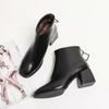 Martin Boots Women's Short Boots Autumn and Winter High Heel Coarse Heel Leather Large Size Women's Shoes