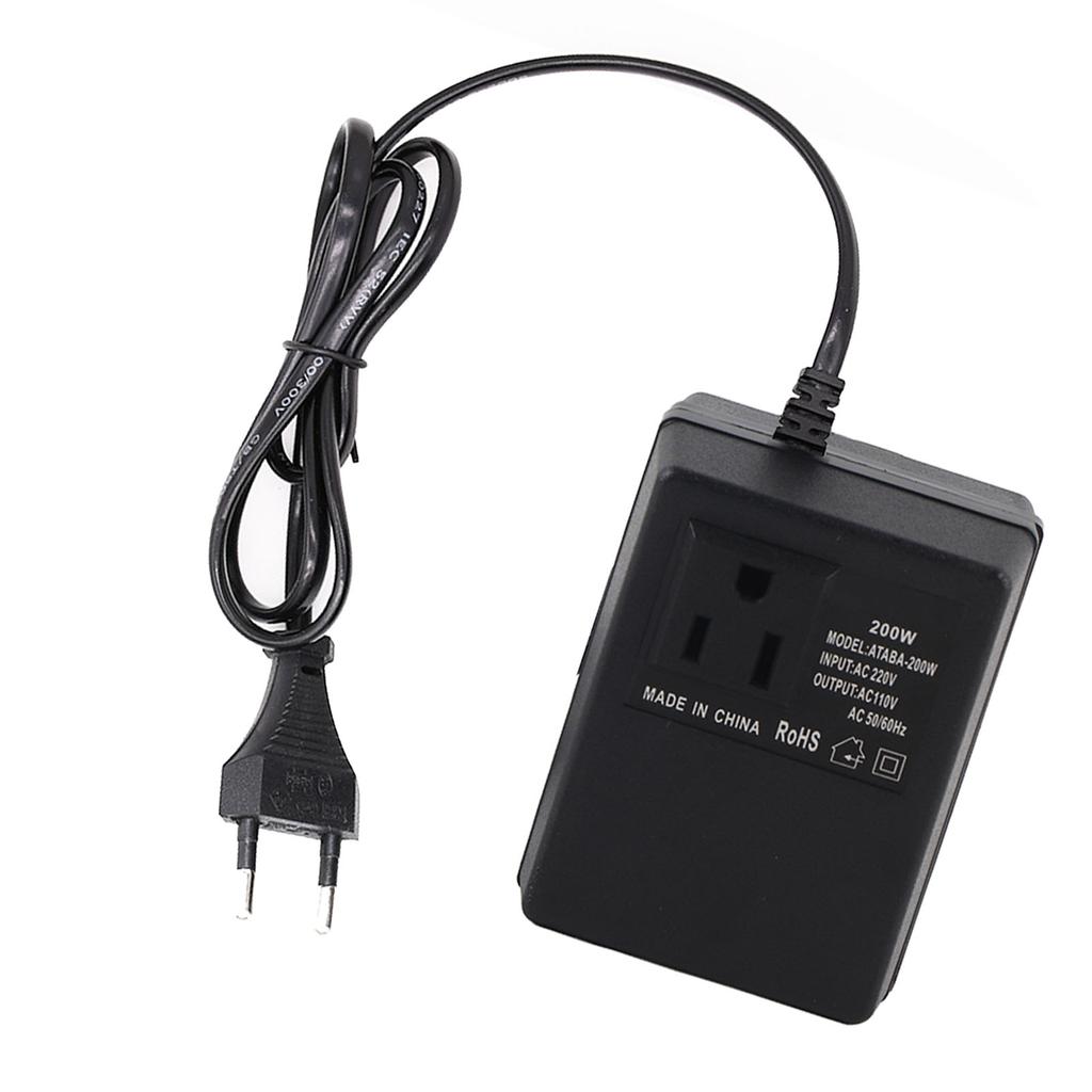 AC 220V to 110V Converter 200W Voltage Converter Portable   Travel Power Adapter Black
