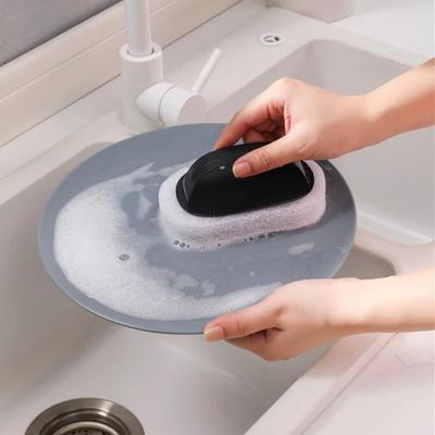 Portable Sponge Bathroom Brush with Handle Multifunctional Bath Cleaning Brush Sponge Bottom Strong Decontamination