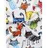 White Colorful Cats Women's Tee - Playful Cat Doodle Graphic, Cute Cartoon Print Design for Casual Daily Wear