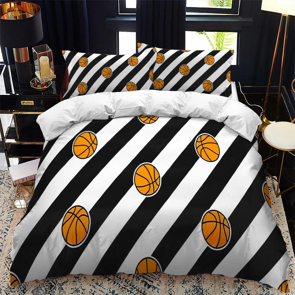 Kids Basketball Duvet Cover Set 3D King Queen Size Cool Sport Theme For Kids Children Teens Ball Gaming Polyester Bedding Set