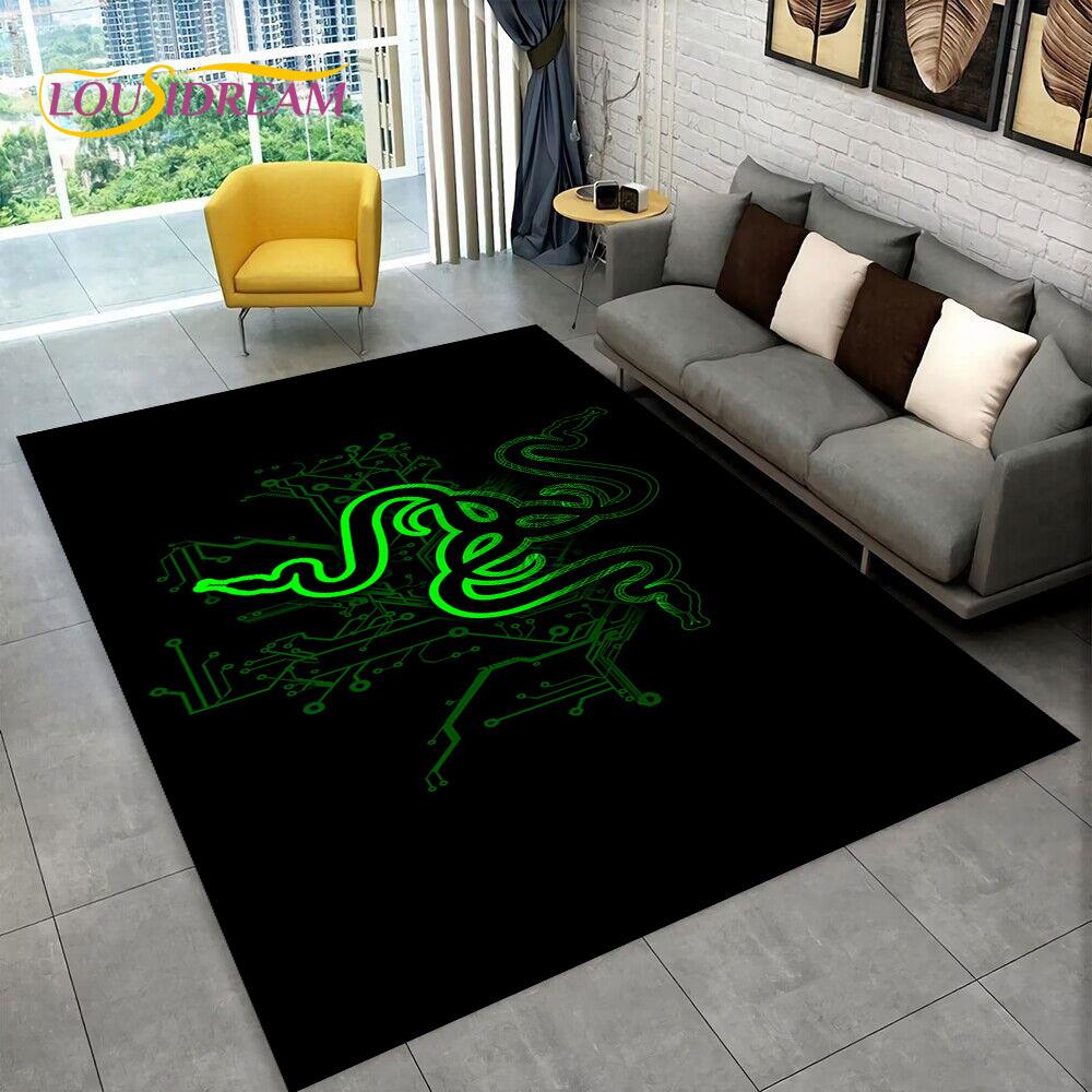 3D Razer Logo Game Gamer Snake Carpet Rug for Home Living Room Bedroom Sofa Doormat Decor,kids Play Area Rug Non-slip Floor Mat
