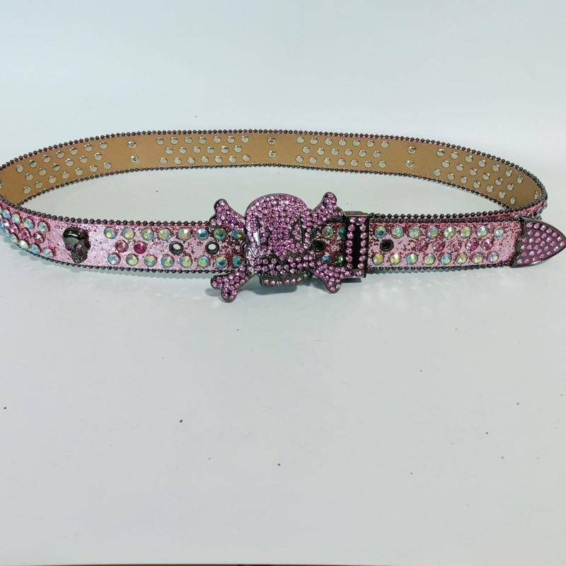 Harajuku Waist Belt Shinning Rhinestone Buckle Belts for Woman Men Rhinestone Skull Decor Waist Strap for Jeans Dress
