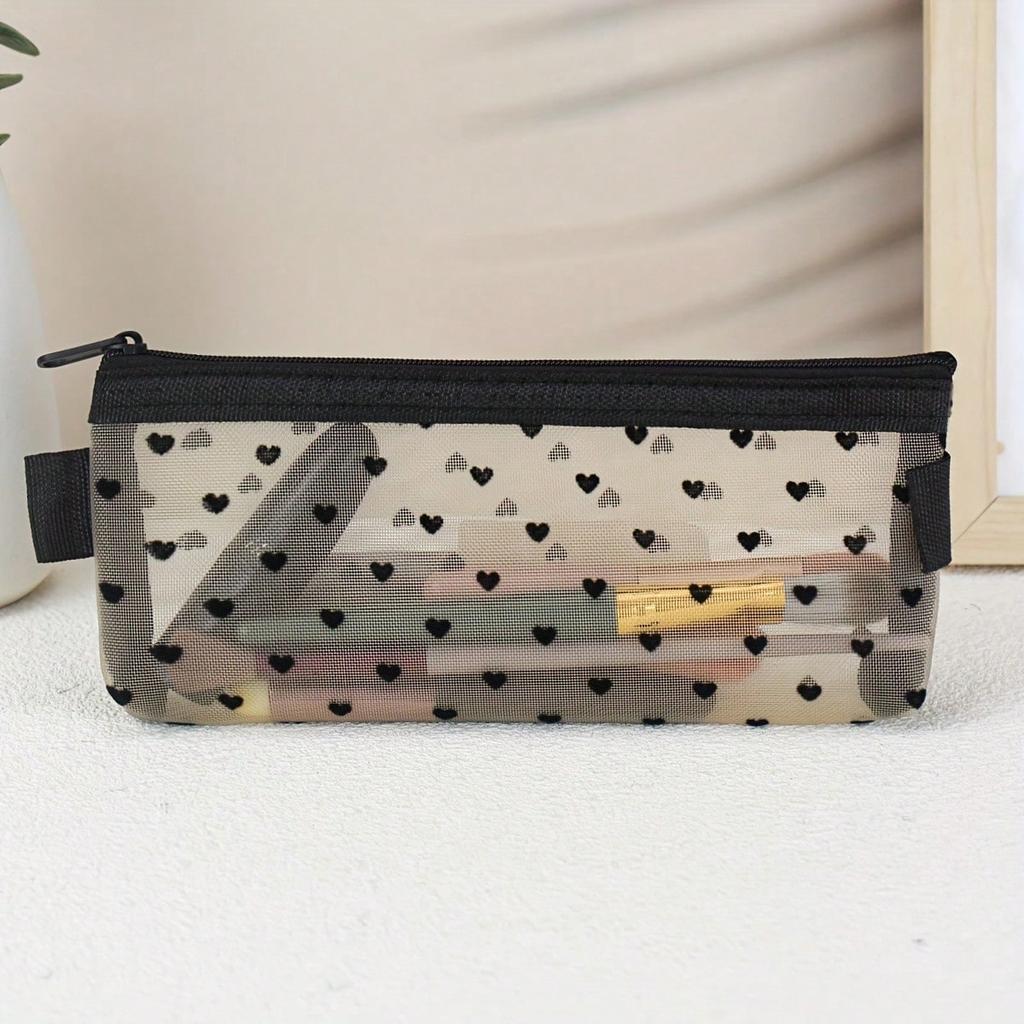 1 Piece Transparent Mesh Makeup Bag, Travel Portable Makeup Brush Organizer, Women'S Lipstick Storage Tool