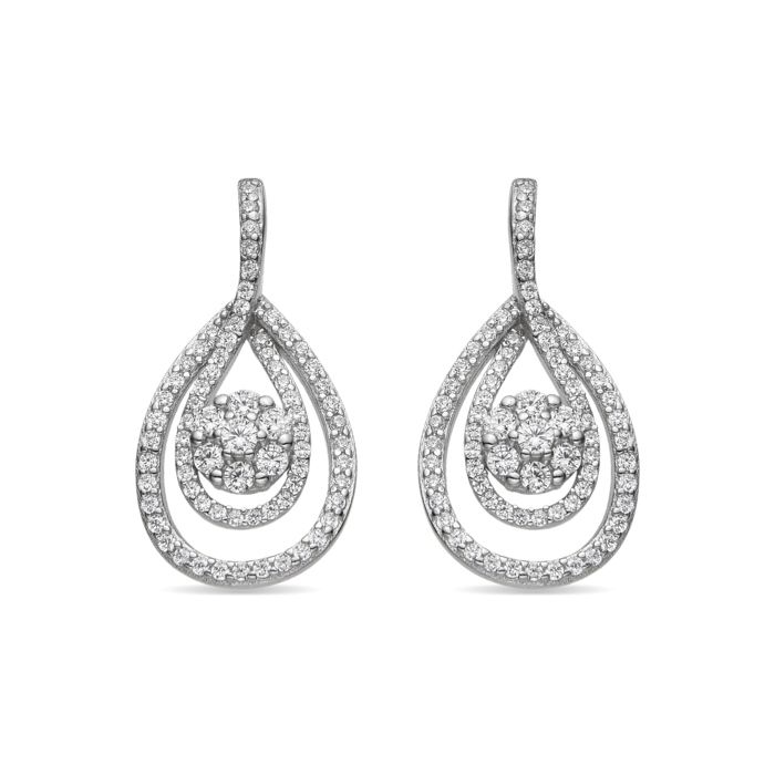 Boucles d'oreilles - LUXENTER - Isloth - Argent 925 - Plaqué rhodium - Zircone cubique