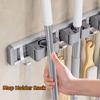 Self Adhesive Broom Holder Sliding Track Cleaning Tools Storage Mobile Sweeper Hook Kitchen