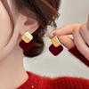 Flocking Square Pendant Stud Earrings Casual Simple Fashion Versatile Earrings Earrings