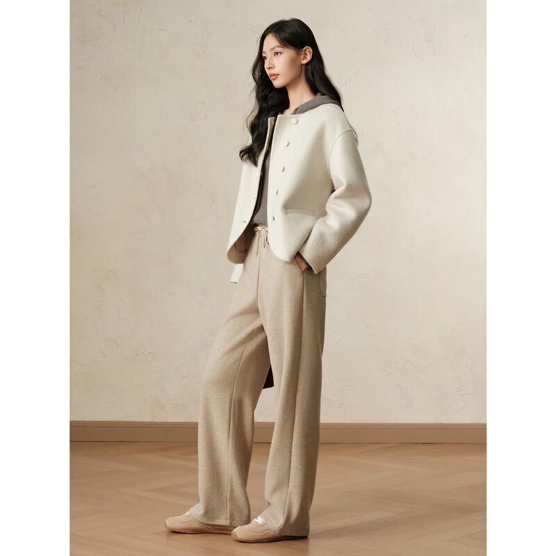 Jiuzi Anna Colle Grey Series Women's Wool Double-faced Coat