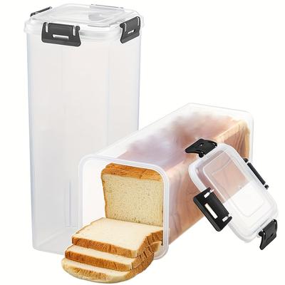 1-Pack Plastic Bread Box with Flip Top Lid - Freezer-Safe Rectangular Bread Storage Container with Reliable Sealing for Kitchen Freshness Preservation