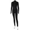 European Women's Autumn Solid Color Long Sleeve Zipper Waist-Cinching Slimming Sports Yoga Jumpsuit