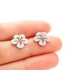 Korean Fashion Stainless Steel Plant Earrings Women Wedding Zircon Sweet Metal Flower Earings Small Lily Studs Mother Gifts