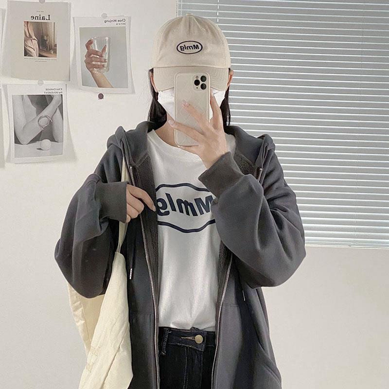 Women’s Loose Fit Hooded Cardigan - Early Autumn Zipper Sweater, Trendy Korean Style for Students.