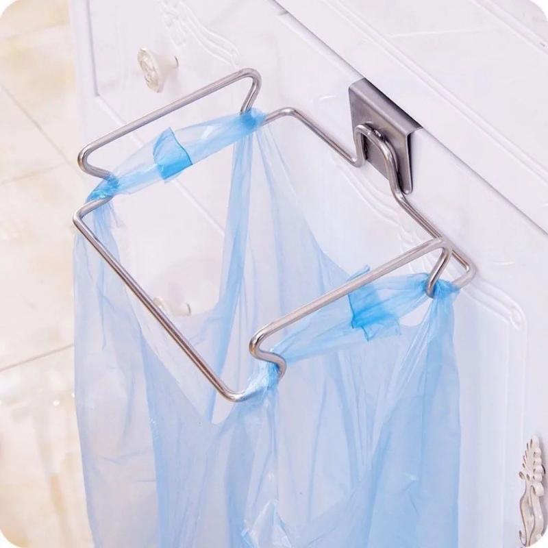 Stainless steel hanging garbage bag rack Hanging garbage bag rack Kitchen accessories Non perforated cabinet storage hook