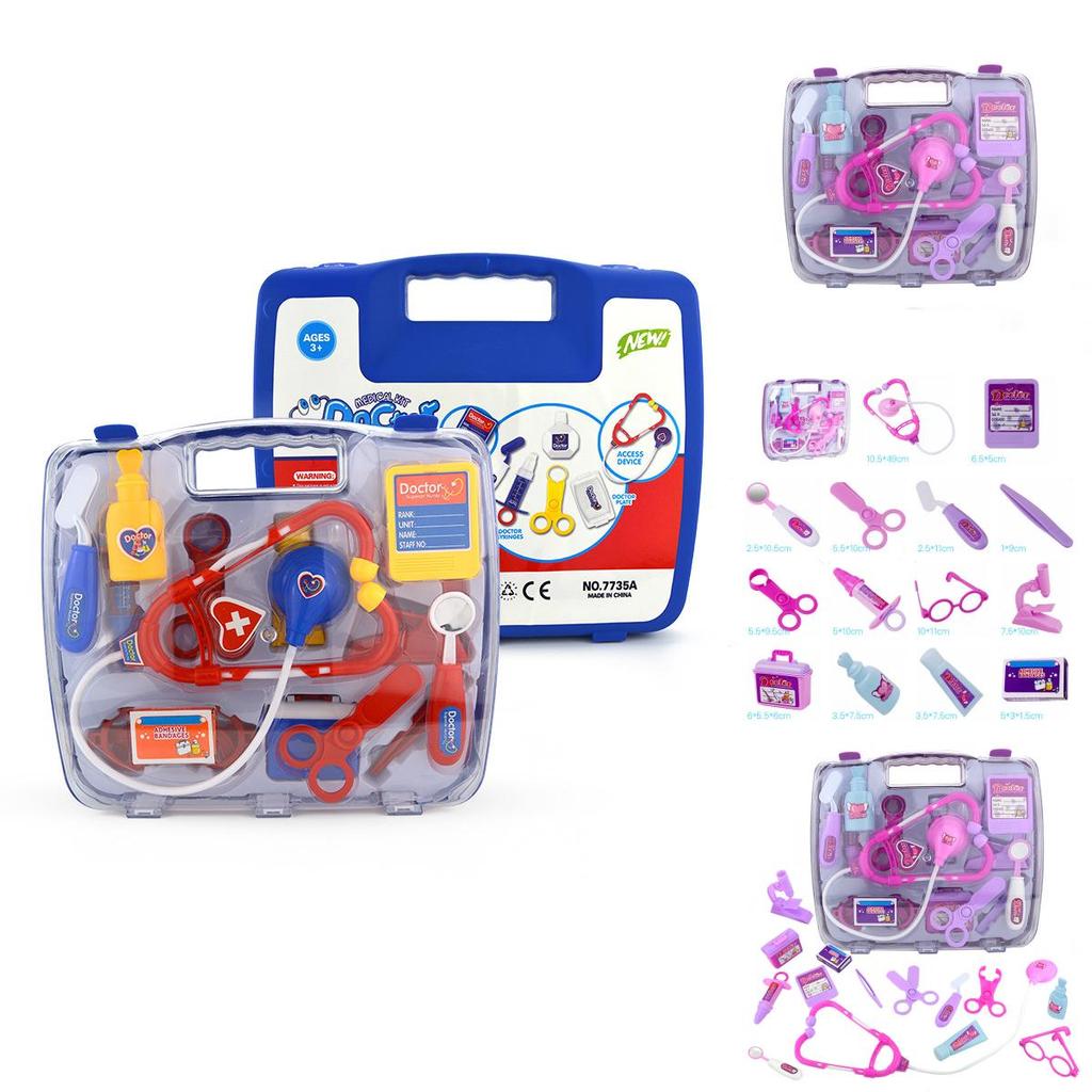 Premium Kids Medical Toy Role Hard Case 15pcs Set Features Realistic Sound And Light Effects