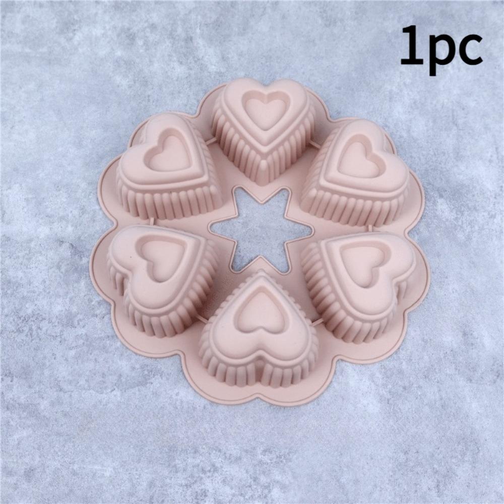 Food Grade Silicone Heart-Shaped Cake Mold Flexible Heart Baking Mold French Pastry Mold Chocolate розовый