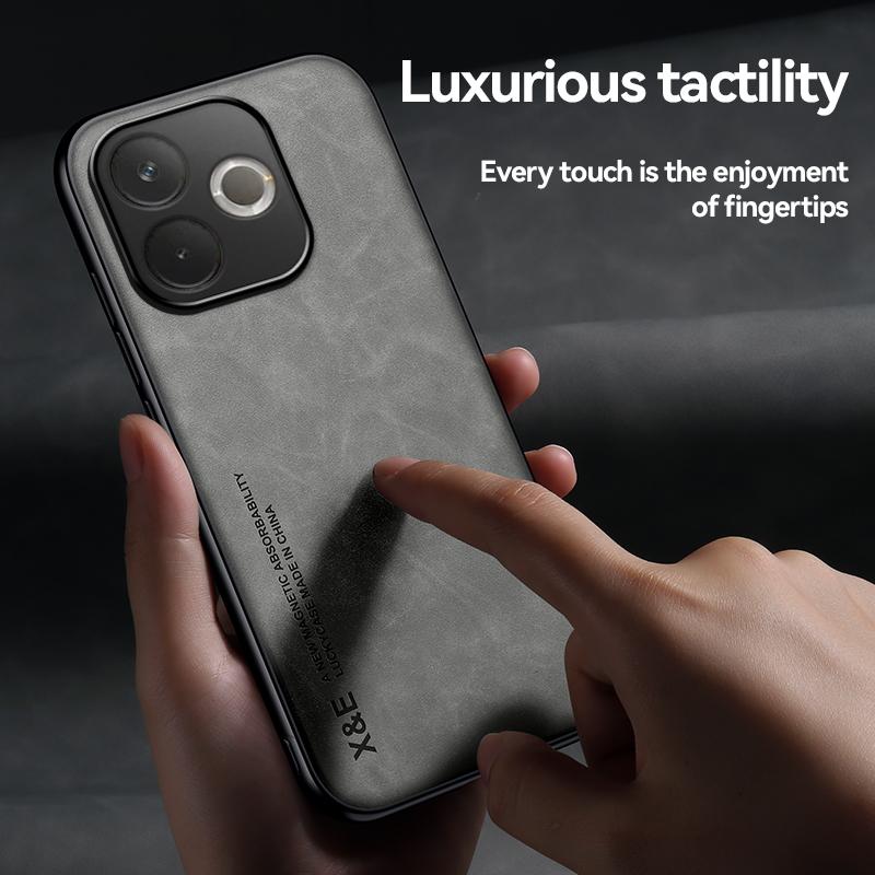 KEYSION Luxury Retro PU Leather Case for OPPO A5 Pro 5G Soft Silicone+PC Shockproof Phone Back Cover for OPPO A5 Pro 5G