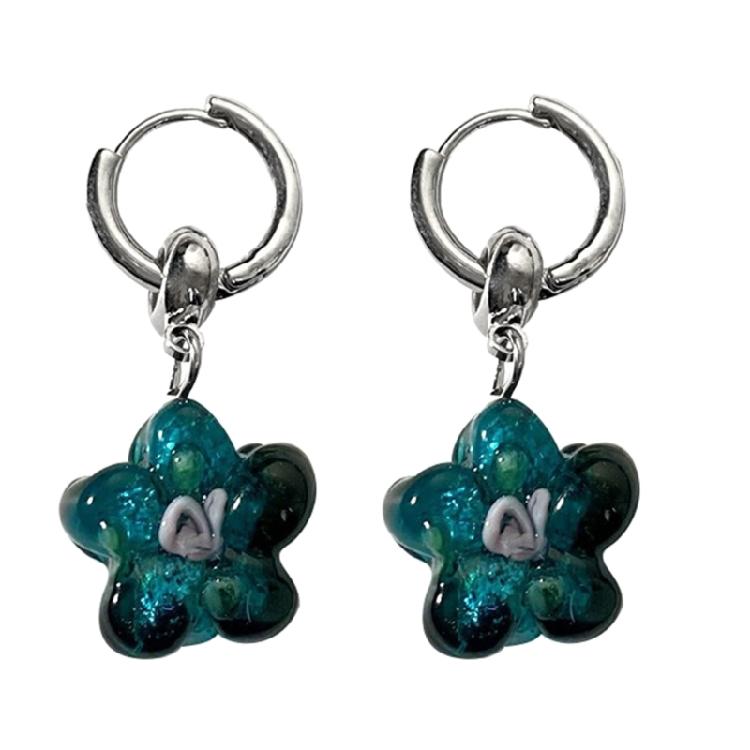 

Flower Resin Earrings Hollow Earrings Girls Jewelry Cute Party Personality Gift зелёный