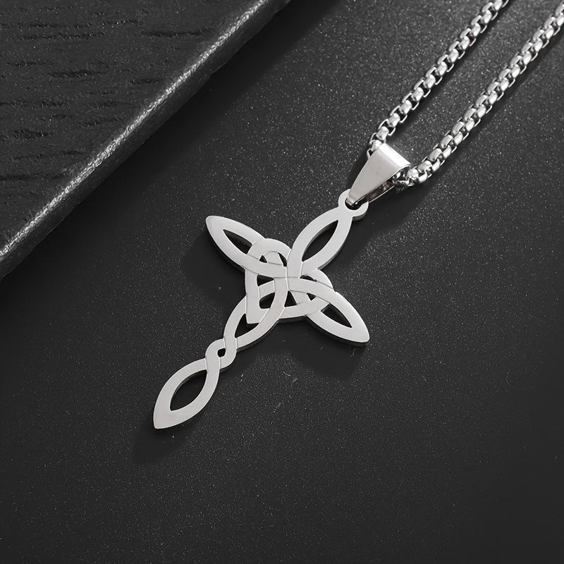 Celtic Knot Love Cross Lucky Amulet Pendant Necklace 60CM
