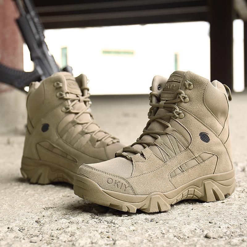 2024 Spring Comfortable High-top Men's Shoes Outdoor Tactical Boots Tooling Shock-absorbing Military Boots Wear-resistant Camping Boots Military Boots
