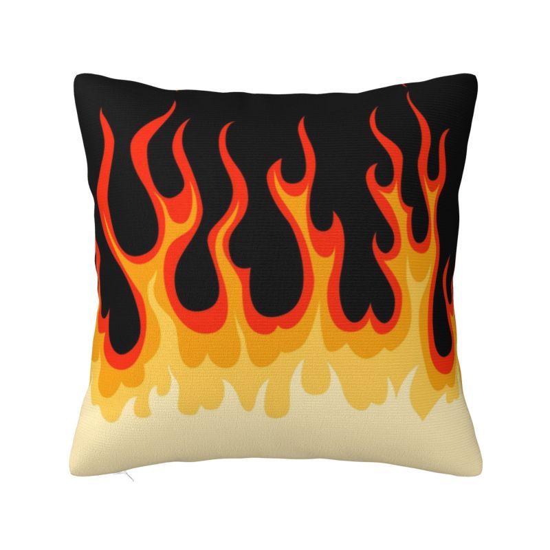 Fashion Red Burning Fire Racing Flames Cushion Cover Velvet Throw Pillow Case for Car Square Pillowcase Bedroom Decoration