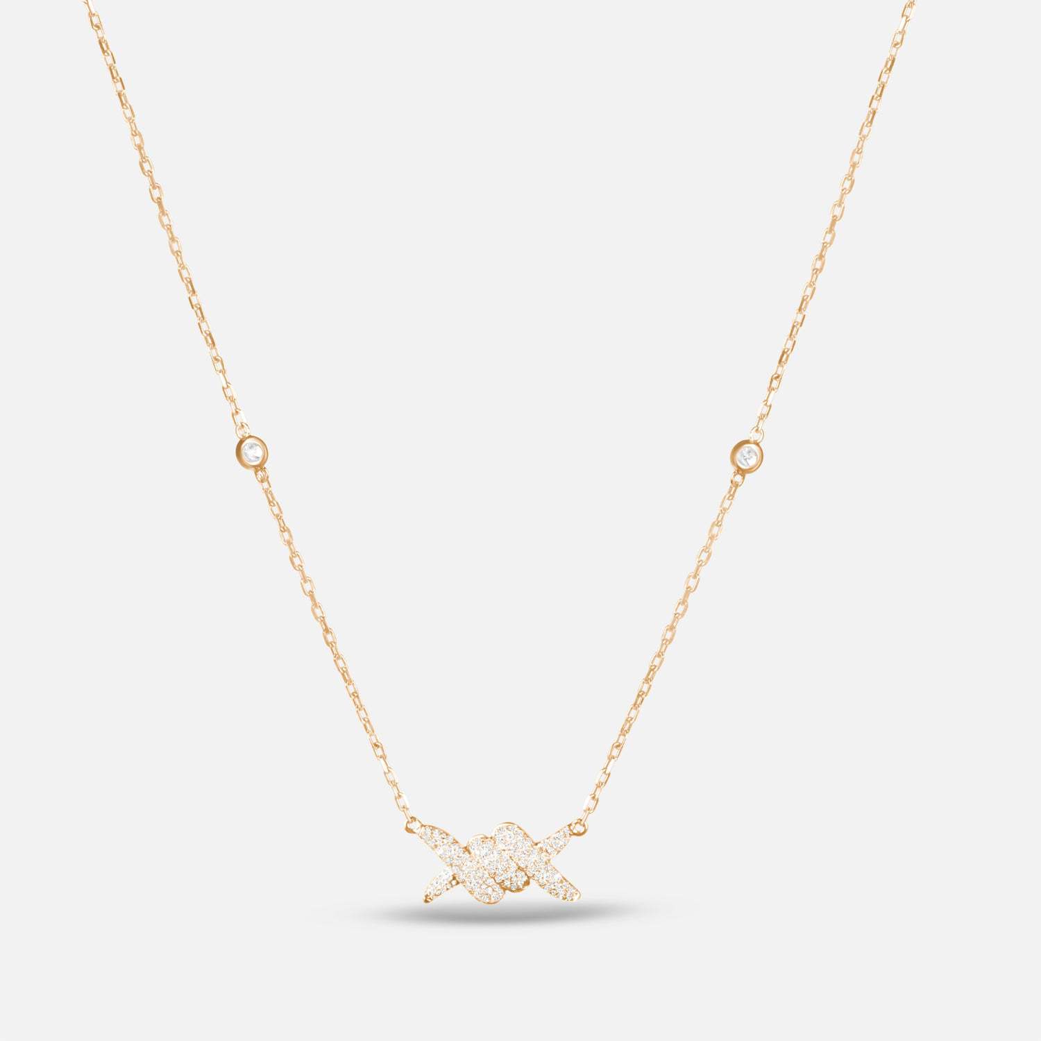 

Double Knot Necklace Personality Niche Premium Clavicle Chain Water Drop Fringe Zirconium Cross Jewelry