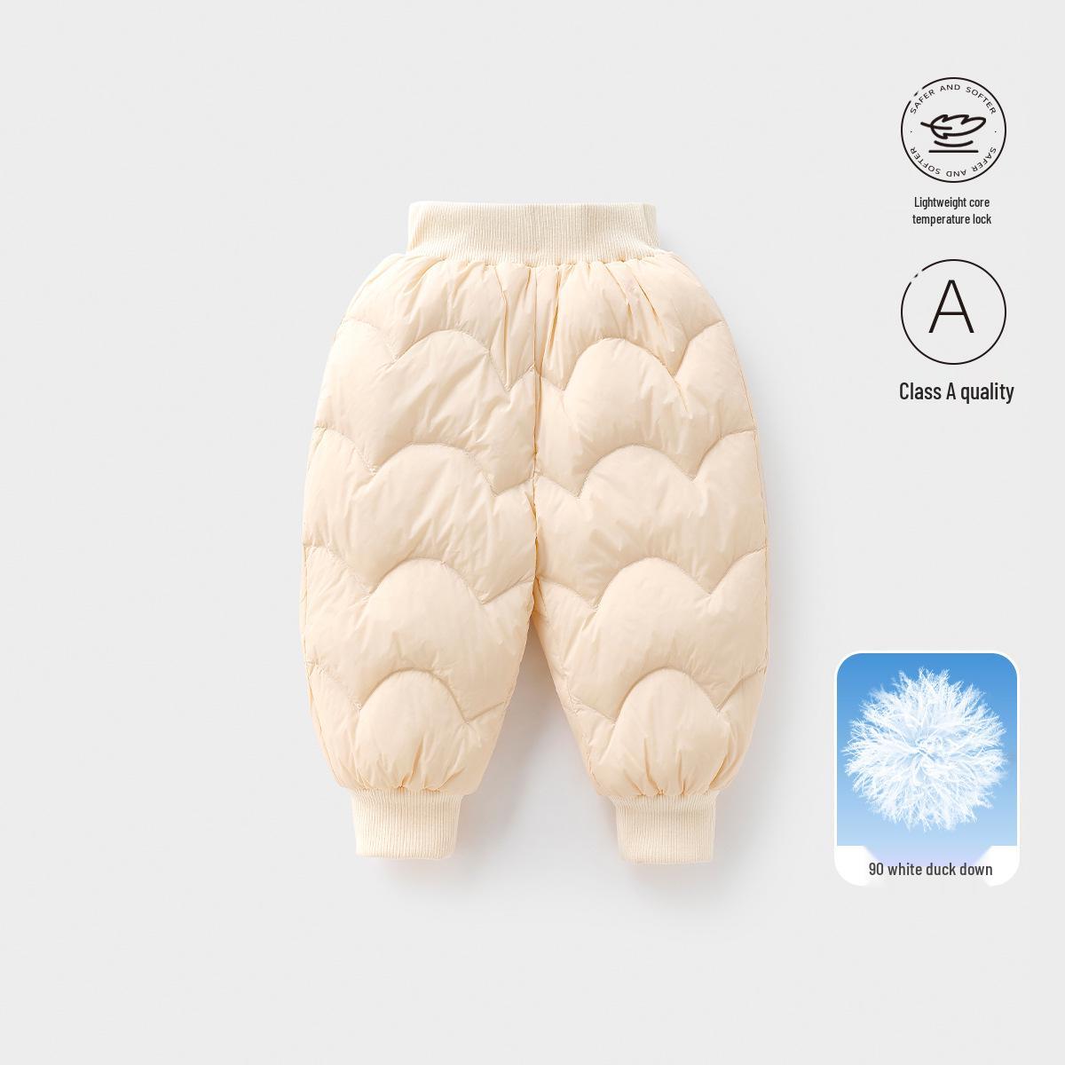 Kids  Warm Winter Down Trousers - Lightweight, Thick Pants for Girls & Boys with 90% White Duck Down 110cm