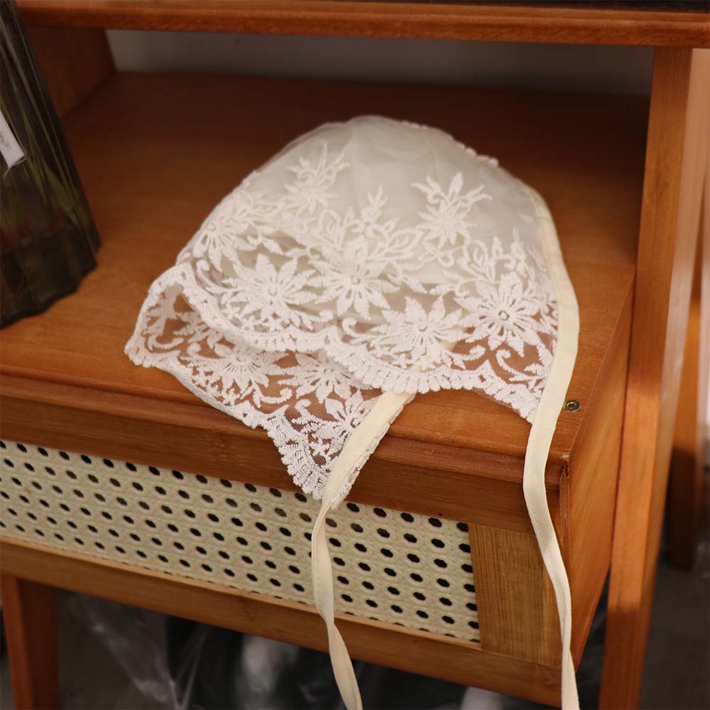 White Infant Lace Hat Flower Girl Bonnet Cap Cute Baby Lace Hat Newborn