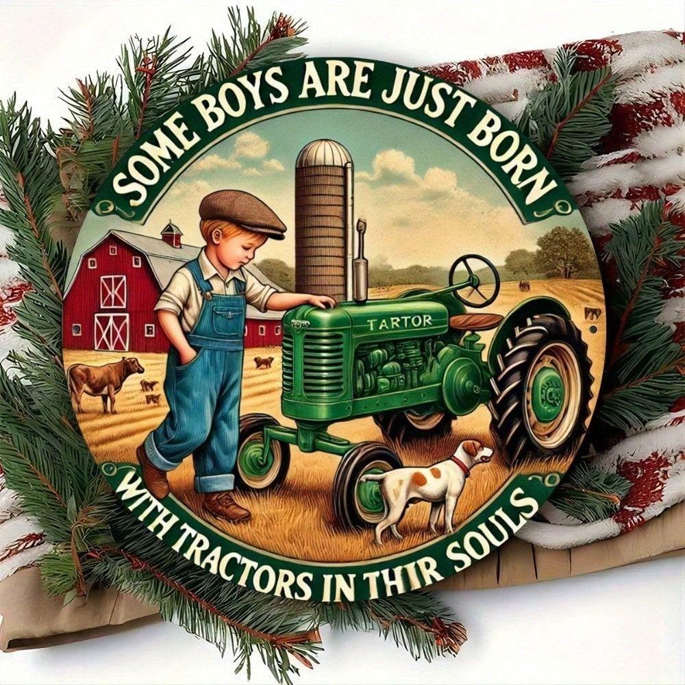 Retro Tractor Metal Sign 20x20 Cm Vintage Tin Poster for Bar Wall Decor