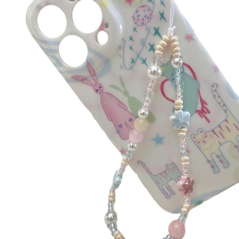 Eye Catching Mobile Phone Chain Plastic Beaded Cellphone Lanyard For Women Girls Telephone Strap Jewelry Drop-resistant